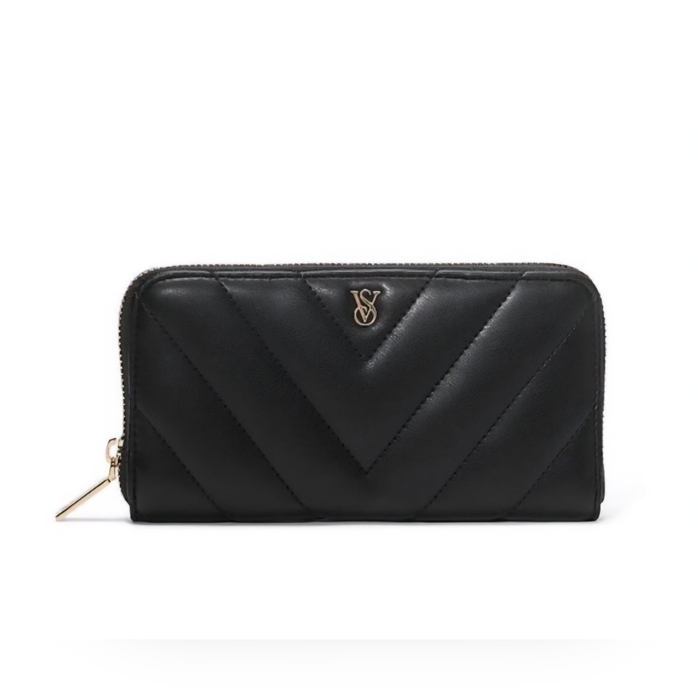Victoria's Secret V-Quilted Large Black Wallet.